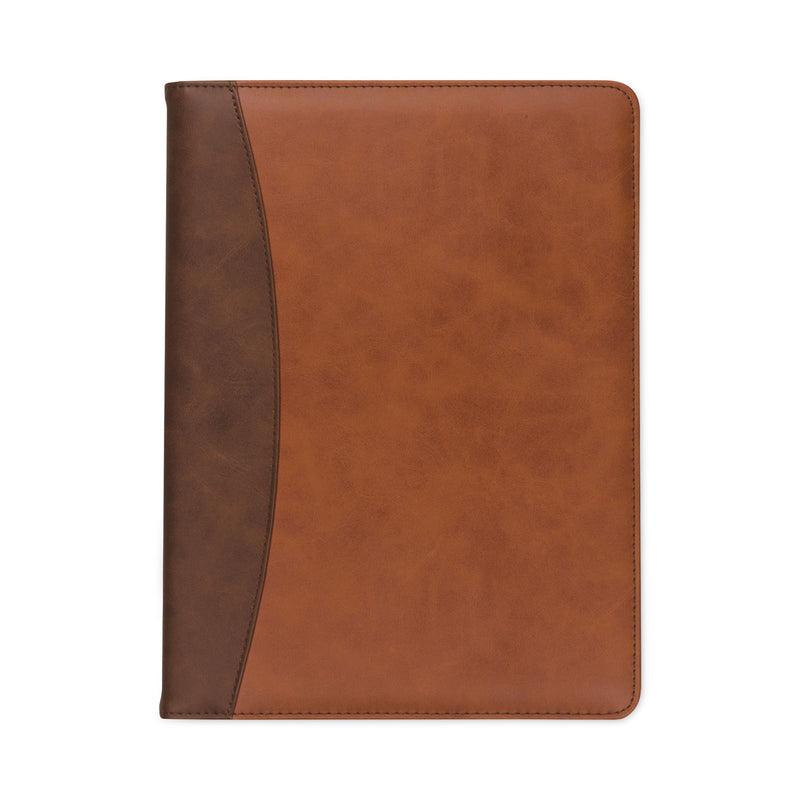 Samsill Two-Tone Padfolio with Spine Accent, 10 3/5w x 14 1/4h, Polyurethane, Tan/Brown