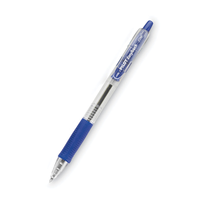 Pilot EasyTouch Ballpoint Pen, Retractable, Fine 0.7 mm, Blue Ink, Clear Barrel, Dozen