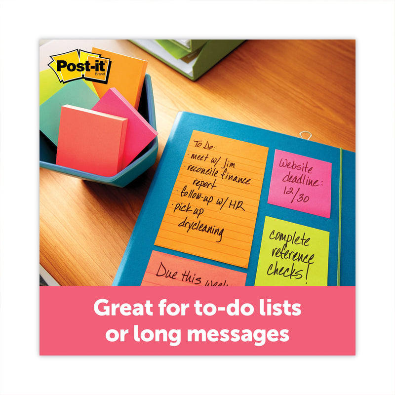 Post-it Original Pads in Poptimistic Collection Colors, Note Ruled, 4" x 6", 100 Sheets/Pad, 3 Pads/Pack