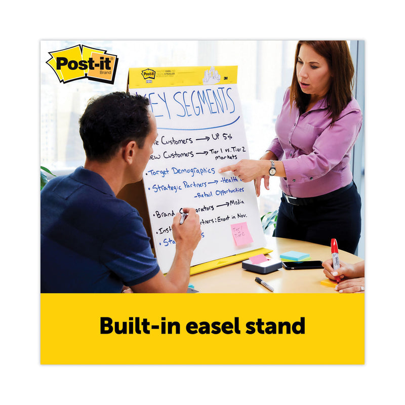 Post-it Pad Plus Tabletop Easel Pad with Self-Stick Sheets and Dry Erase Board, Unruled, 20 x 23, White, 20 Sheets