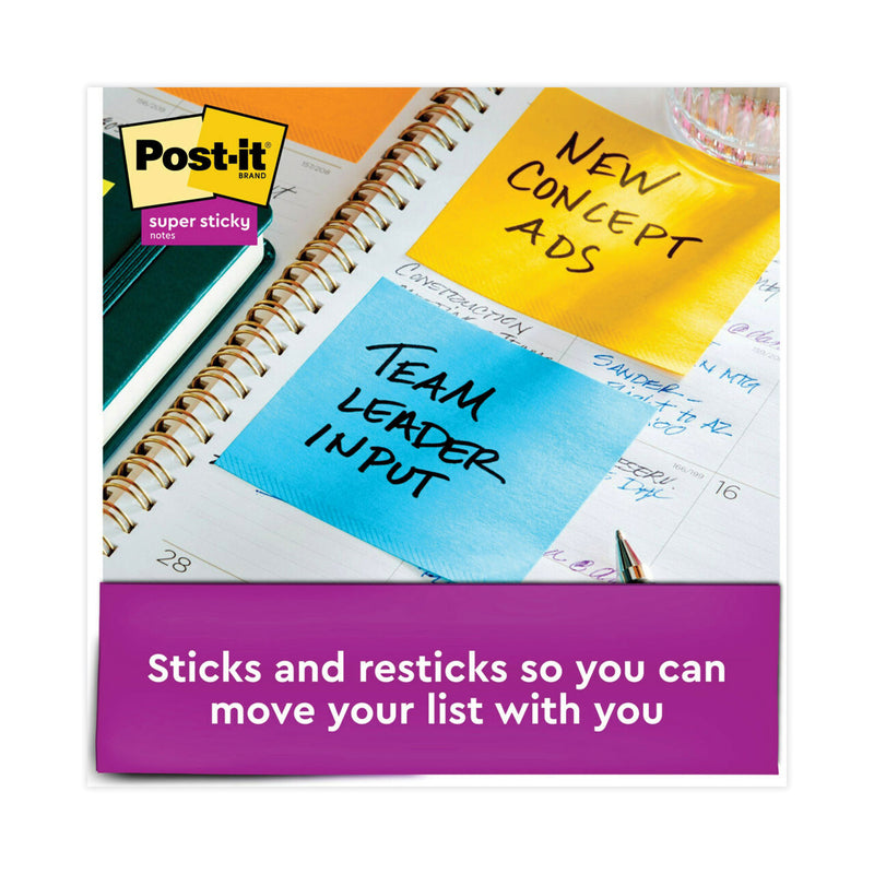 Post-it Full Stick Notes, 3" x 3", Energy Boost Collection Colors, 25 Sheets/Pad, 12 Pads/Pack