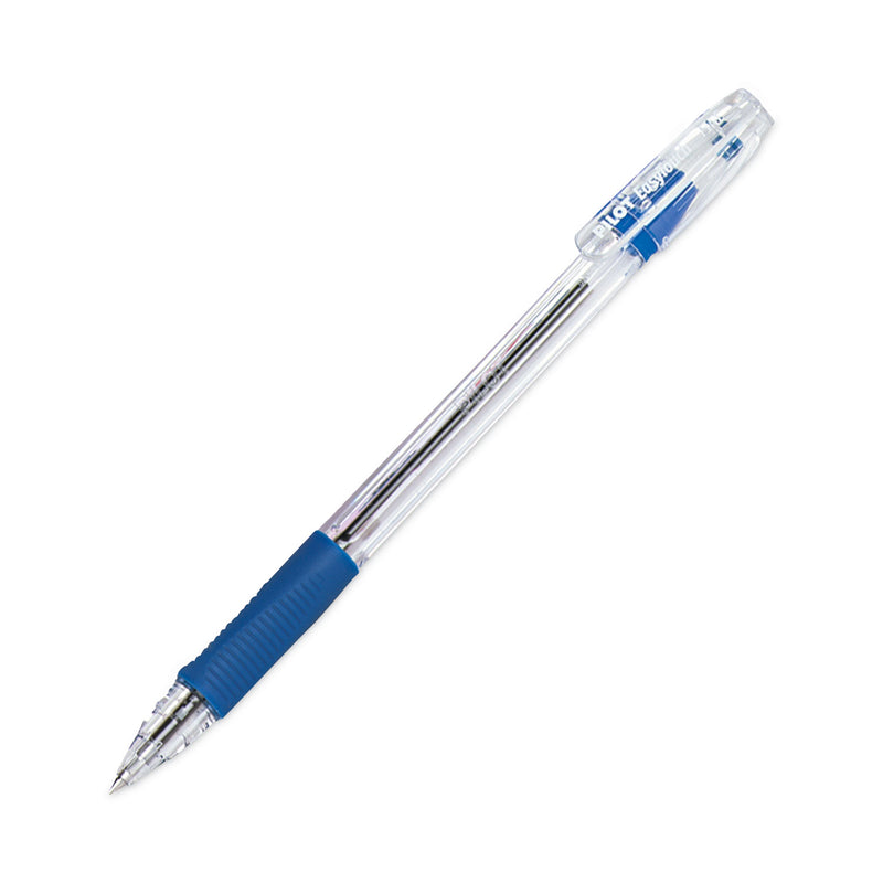 Pilot EasyTouch Ballpoint Pen, Stick, Fine 0.7 mm, Blue Ink, Clear Barrel, Dozen