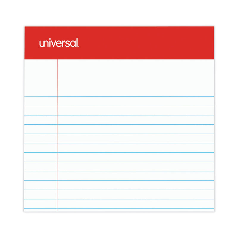 Universal Perforated Ruled Writing Pads, Narrow Rule, Red Headband, 50 White 5 x 8 Sheets, Dozen