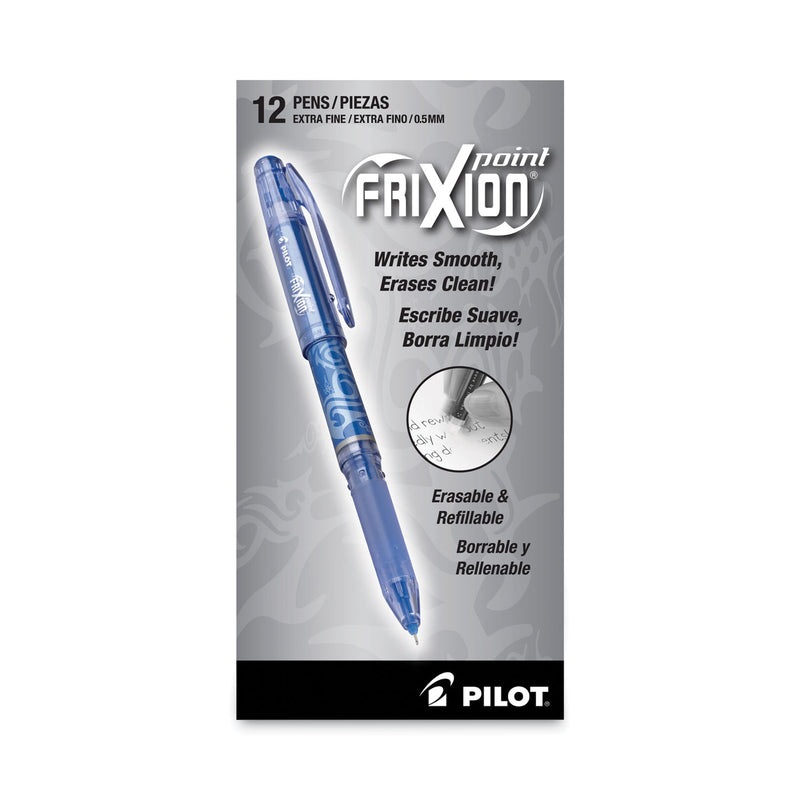 Pilot FriXion Point Erasable Gel Pen, Stick, Extra-Fine 0.5 mm, Blue Ink, Blue Barrel