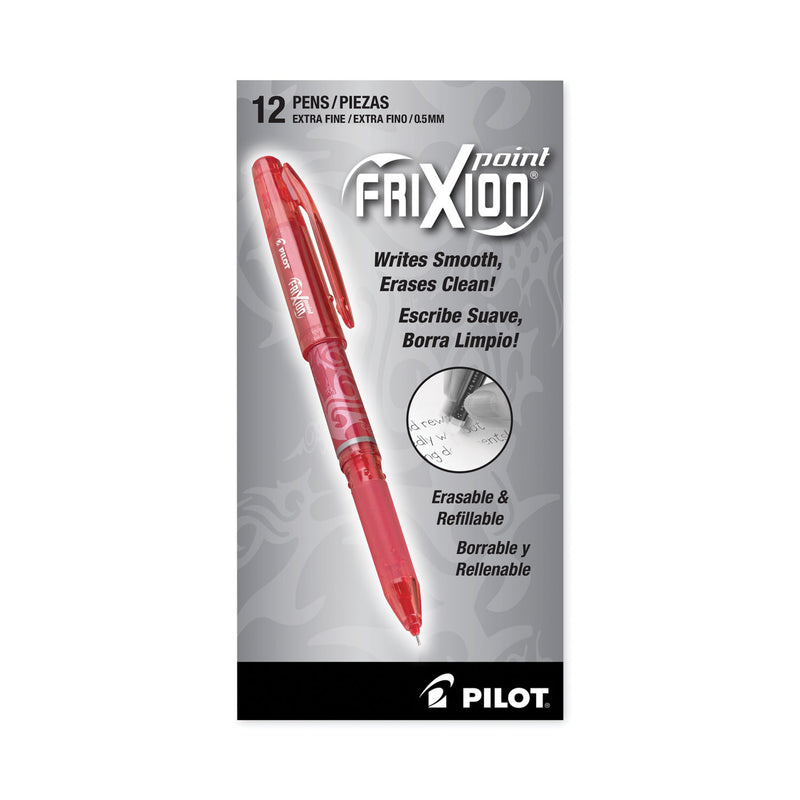 Pilot FriXion Point Erasable Gel Pen, Stick, Extra-Fine 0.5 mm, Red Ink, Red Barrel