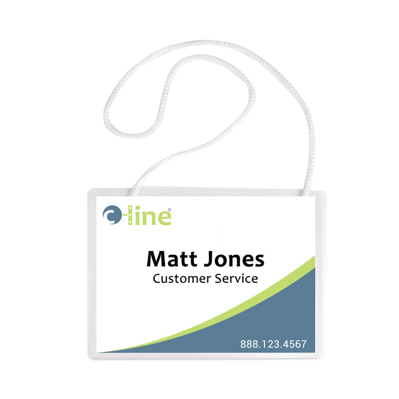 C-Line Specialty Name Badge Holder Kits, 4 x 3, Horizontal Orientation, White, 50/Box