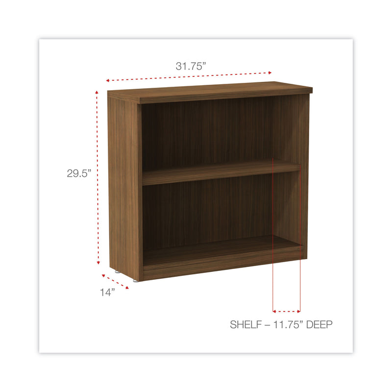 Alera Valencia Series Bookcase,Two-Shelf, 31.75w x 14d x 29.5h, Modern Walnut