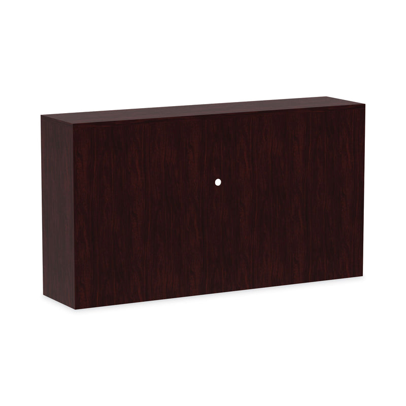 Alera Valencia Series Hutch with Doors, 4 Compartments, 64.75w x 15d x 35.38h, Mahogany