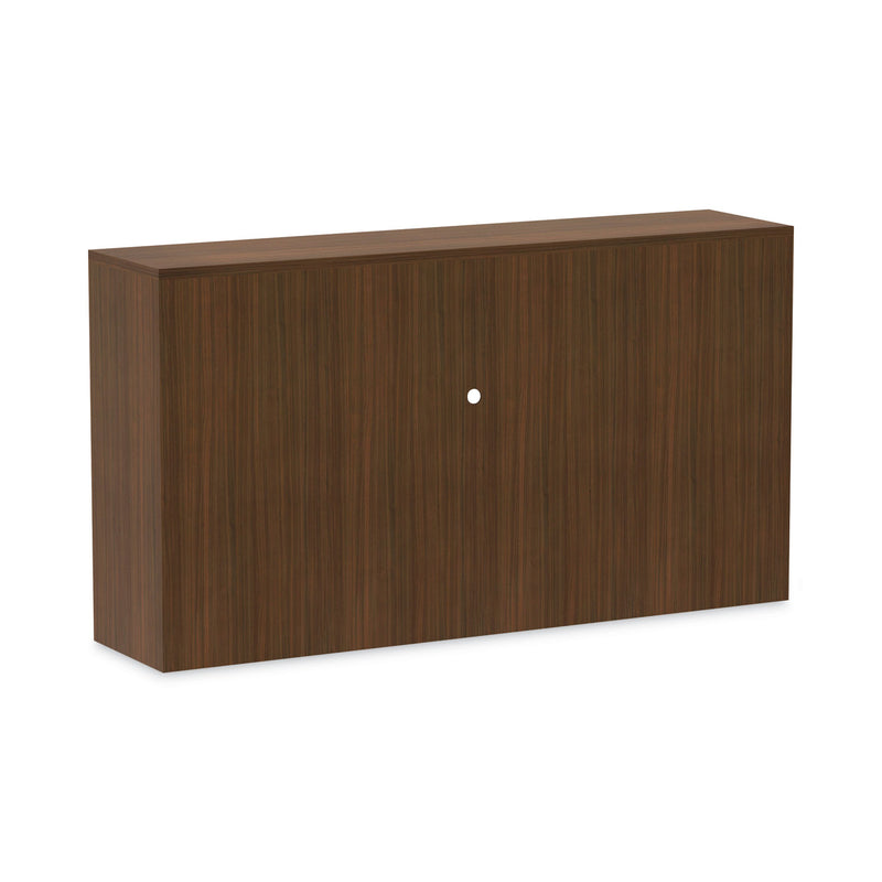 Alera Valencia Series Hutch with Doors, 4 Compartments, 64.75w x 15d x 35.38h, Modern Walnut