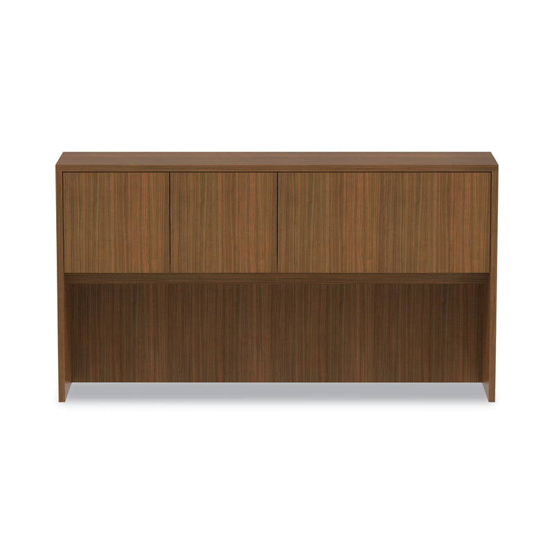 Alera Valencia Series Hutch with Doors, 4 Compartments, 64.75w x 15d x 35.38h, Modern Walnut