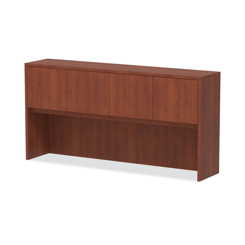 Alera Valencia Series Hutch with Doors, 4 Compartments, 70.63w x 15d x 35.38h, Medium Cherry