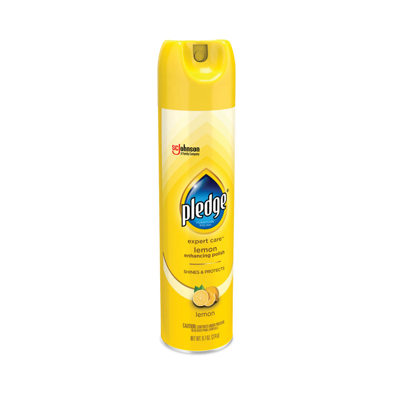 Pledge Furniture Polish, Lemon, 9.7 oz Aerosol Spray, 6/Carton