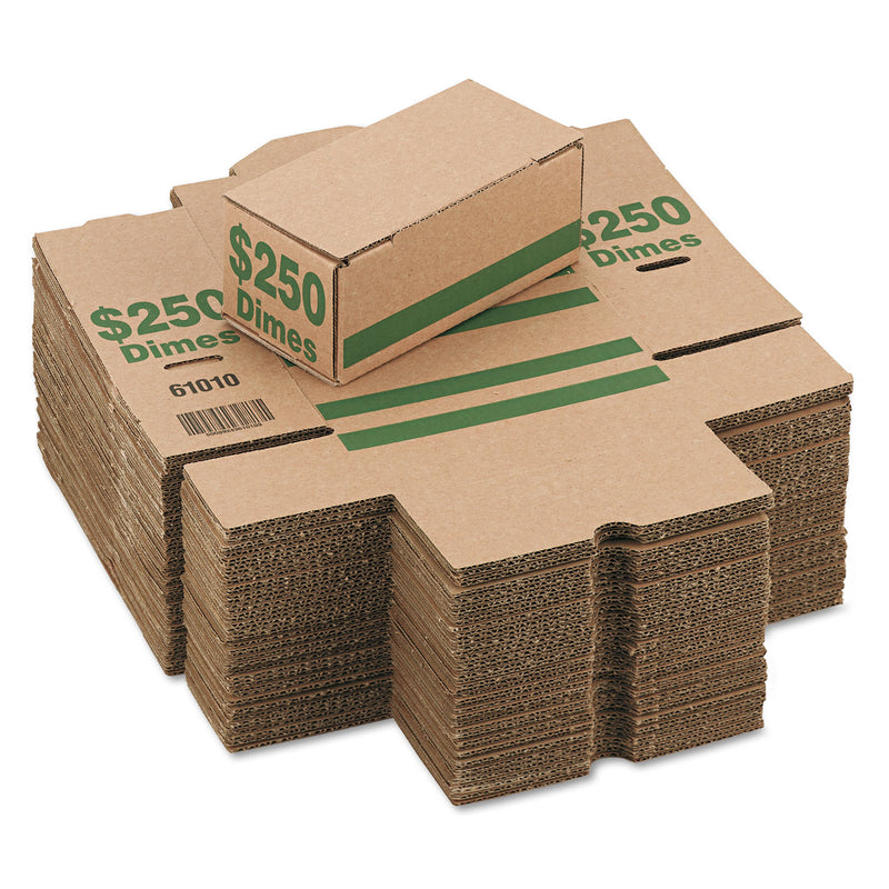 Iconex Corrugated Cardboard Coin Storage with Denomination Printed On Side, 8.06 x 3.31 x 3.19,  Green