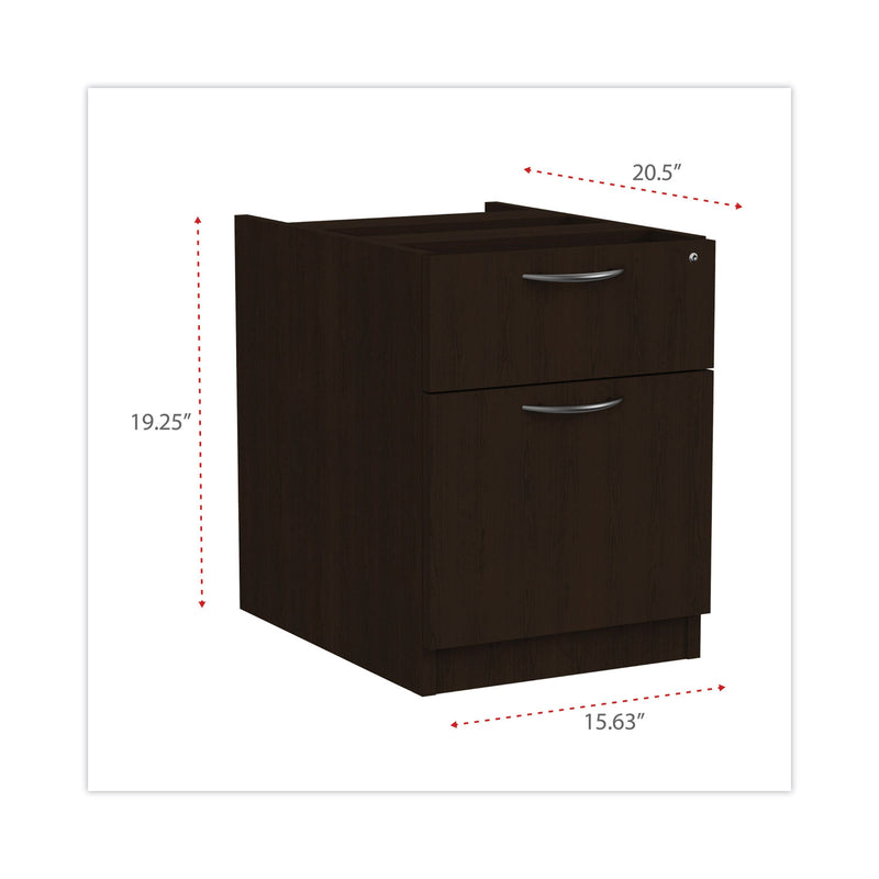 Alera Valencia Series Hanging Pedestal File, Left/Right, 2-Drawers: Box/File, Legal/Letter, Espresso, 15.63" x 20.5" x 19.25"