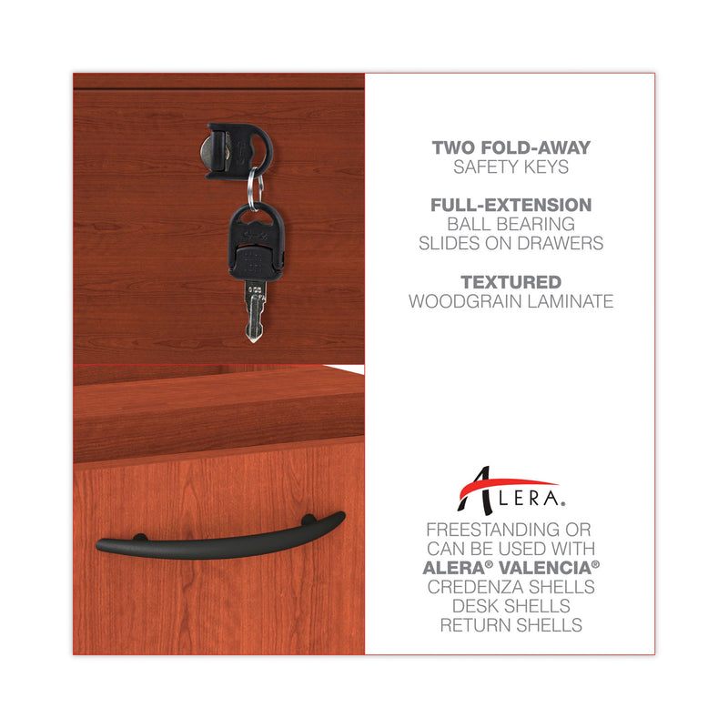 Alera Valencia Series Hanging Pedestal File, Left/Right, 2-Drawer: Box/File, Legal/Letter, Cherry, 15.63 x 20.5 x 19.25