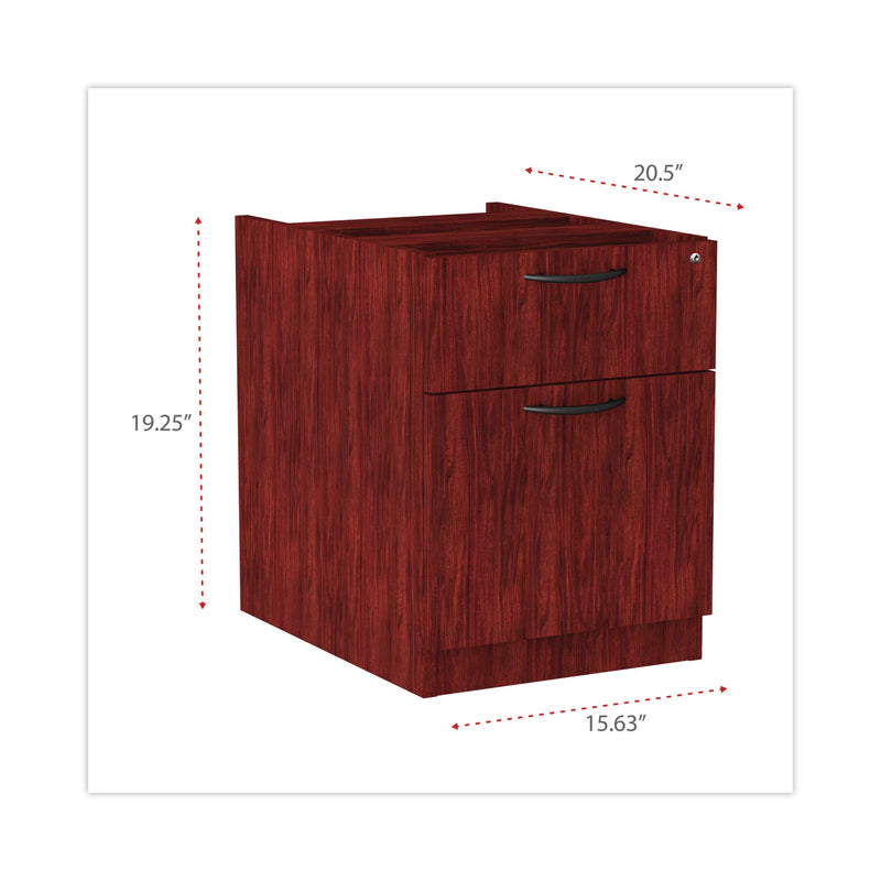 Alera Valencia Series Hanging Pedestal File, Left/Right, 2-Drawers: Box/File, Legal/Letter, Mahogany, 15.63" x 20.5" x 19.25"