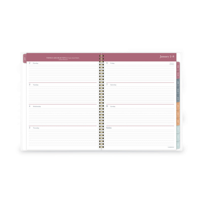 Cambridge Blake Weekly/Monthly Planner, Blake Bold Stripe Artwork, 11 x 8.5, Cream/Blue/Brown Cover, 12-Month (Jan to Dec): 2023