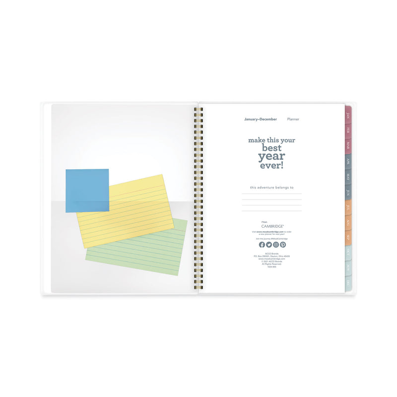 Cambridge Blake Weekly/Monthly Planner, Blake Bold Stripe Artwork, 11 x 8.5, Cream/Blue/Brown Cover, 12-Month (Jan to Dec): 2023