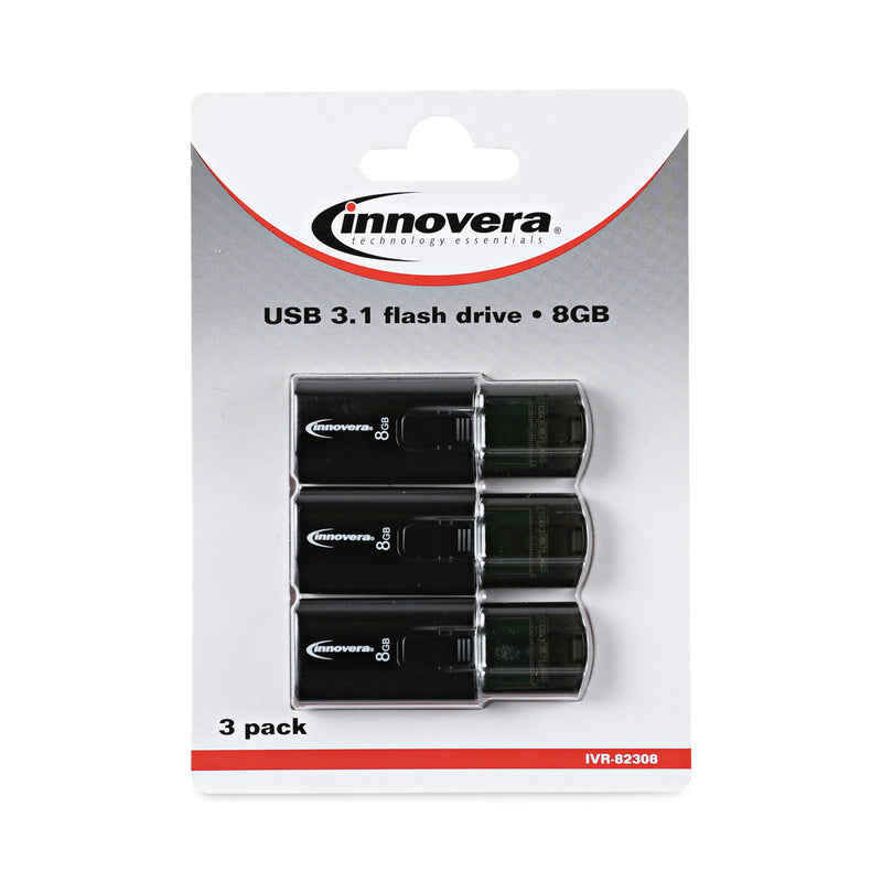 Innovera USB 3.0 Flash Drive, 8 GB, 3/Pack