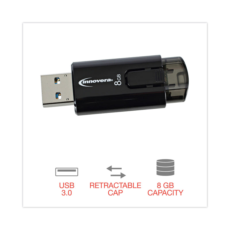 Innovera USB 3.0 Flash Drive, 8 GB, 3/Pack