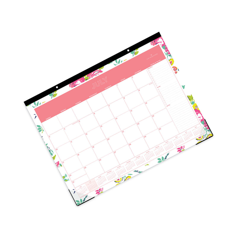 Blue Sky Day Designer Peyton Academic Desk Pad, Floral Artwork, 22 x 17, Black Binding, Clear Corners, 12-Month (July-June): 2022-2023