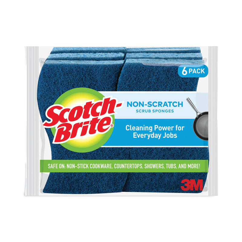 Scotch-Brite Non-Scratch Multi-Purpose Scrub Sponge, 4.4 x 2.6, 0.8" Thick, Blue, 6/Pack