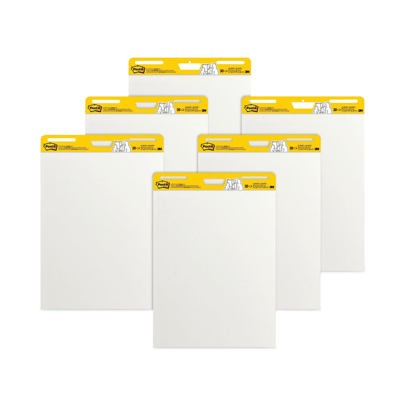 Post-it Vertical-Orientation Self-Stick Easel Pad Value Pack, Unruled, 25 x 30, White, 30 Sheets, 6/Carton