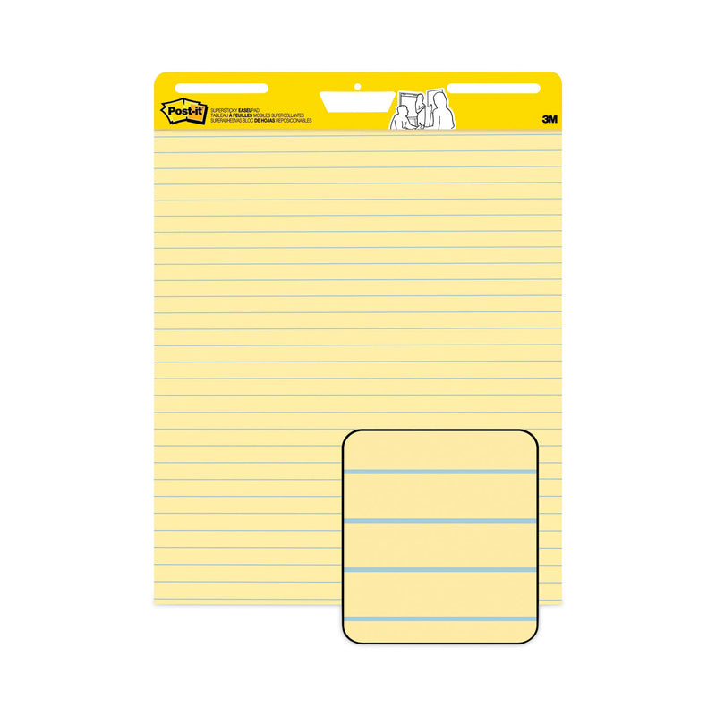 Post-it Vertical-Orientation Self-Stick Easel Pad Value Pack, Presentation Format (1.5" Rule), 25 x 30, Yellow, 30 Sheets, 4/Carton