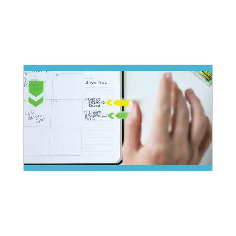 Post-it Standard Page Flags in Dispenser, Bright Green, 100 Flags/Dispenser