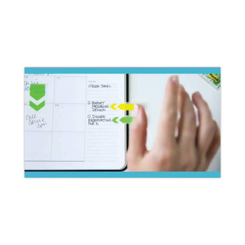 Post-it Arrow Message 1" Page Flags, "Sign Here", Yellow, 50 Flags/Dispenser, 2 Dispensers/Pack