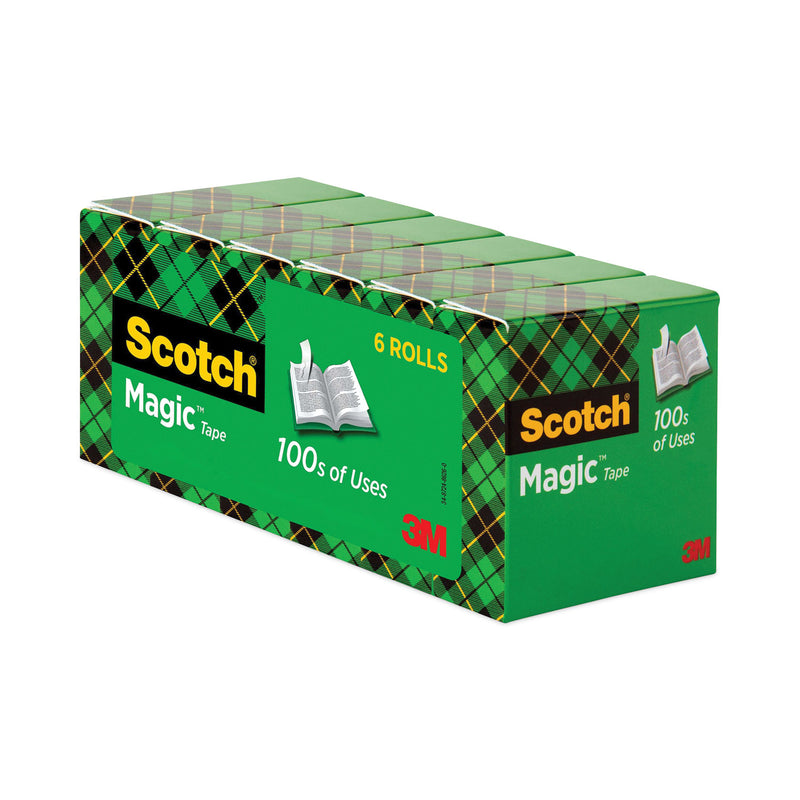 Scotch Magic Tape Refill, 1" Core, 0.75" x 83.33 ft, Clear, 6/Pack