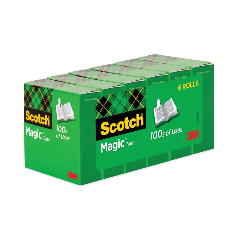 Scotch Magic Tape Refill, 1" Core, 0.75" x 83.33 ft, Clear, 6/Pack