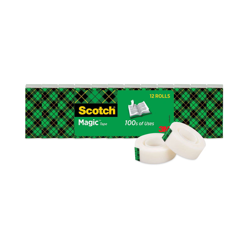 Scotch Magic Tape Value Pack, 1" Core, 0.75" x 83.33 ft, Clear, 12/Pack