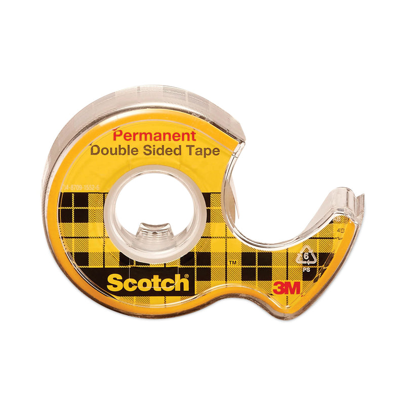 Scotch Double-Sided Permanent Tape in Handheld Dispenser, 1" Core, 0.5" x 20.83 ft, Clear, 3/Pack