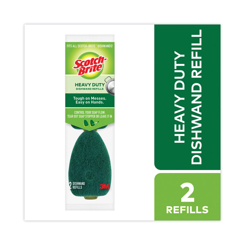 Scotch-Brite Soap-Dispensing Dishwand Sponge Refills, 2.9 x 2.2, Green, 2/Pack