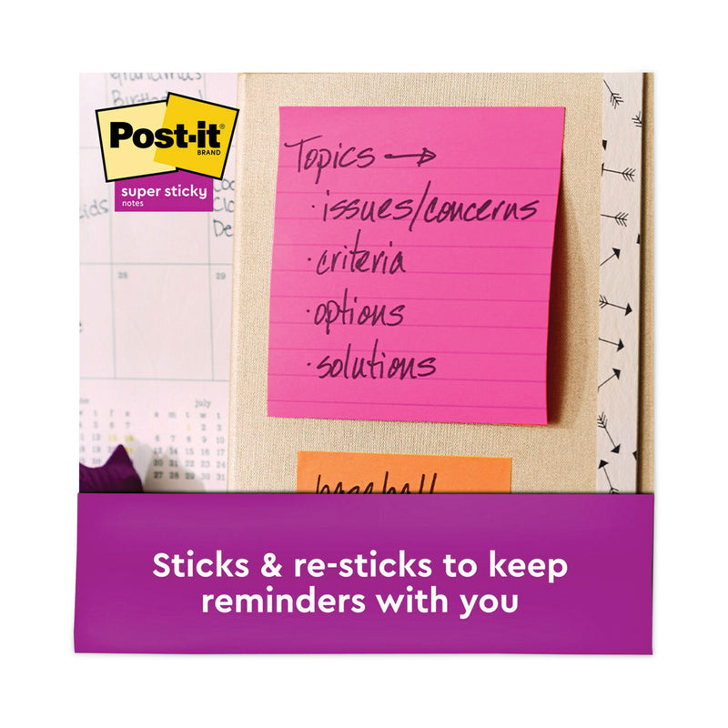 Post-it Pads in Energy Boost Collection Colors, Note Ruled, 4" x 4", 90 Sheets/Pad, 6 Pads/Pack