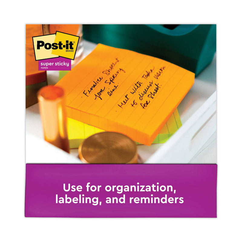 Post-it Pads in Energy Boost Collection Colors, Note Ruled, 4" x 4", 90 Sheets/Pad, 6 Pads/Pack