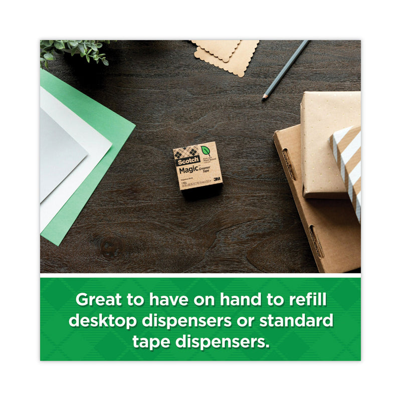 Scotch Magic Greener Tape, 1" Core, 0.75" x 75 ft, Clear, 24/Pack