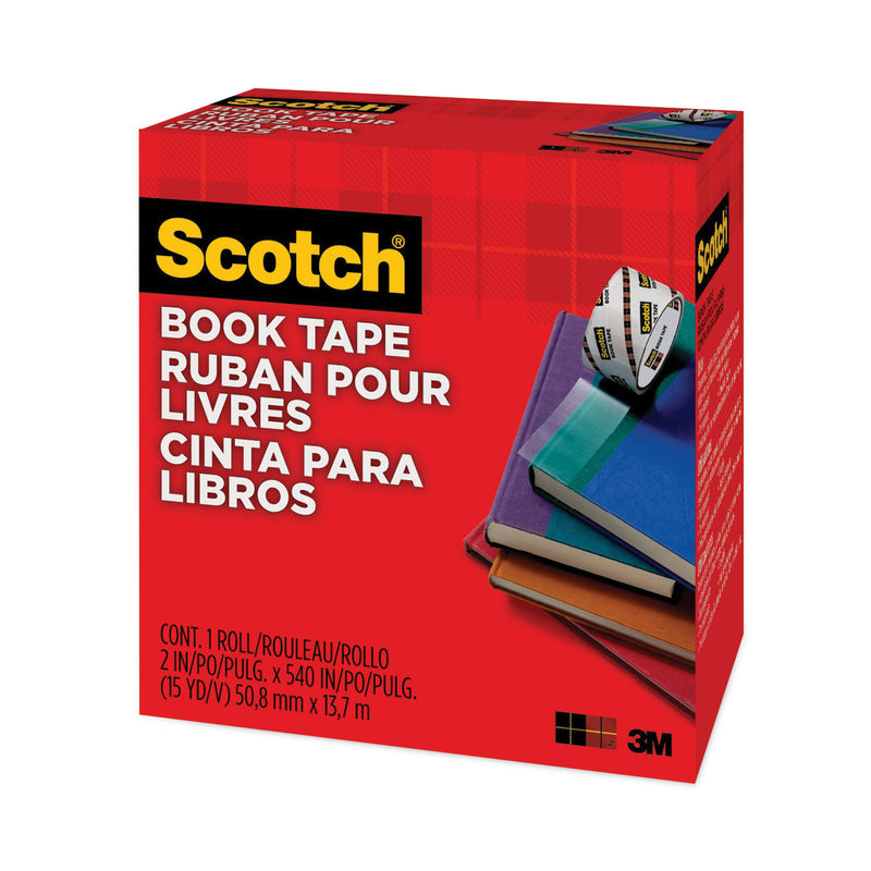 Scotch Book Tape, 3" Core, 2" x 15 yds, Clear