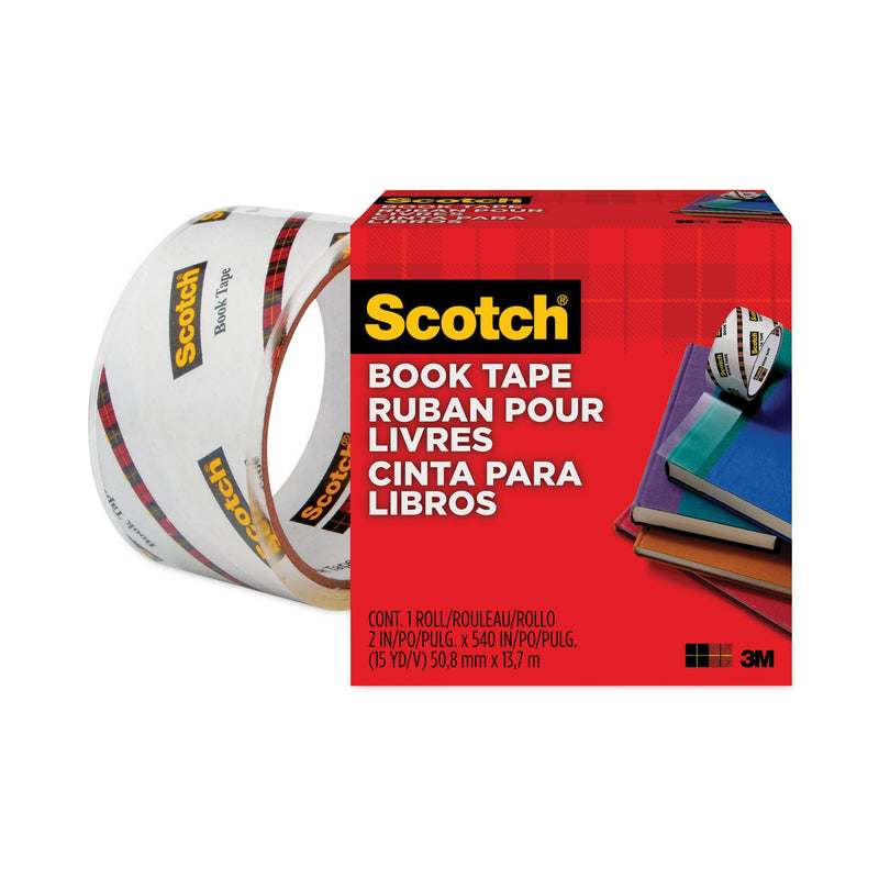 Scotch Book Tape, 3" Core, 2" x 15 yds, Clear