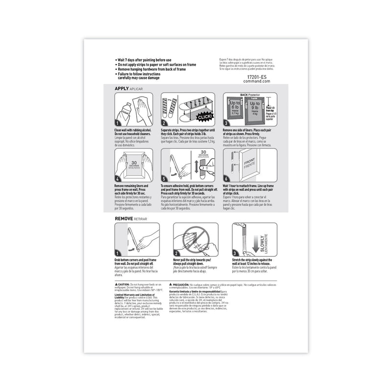 Command Picture Hanging Strips, Cabinet Pack, Removable, Holds Up to 6 lbs per Pair, 0.75 x 2.75, White, 4/Set, 50 Sets/Carton