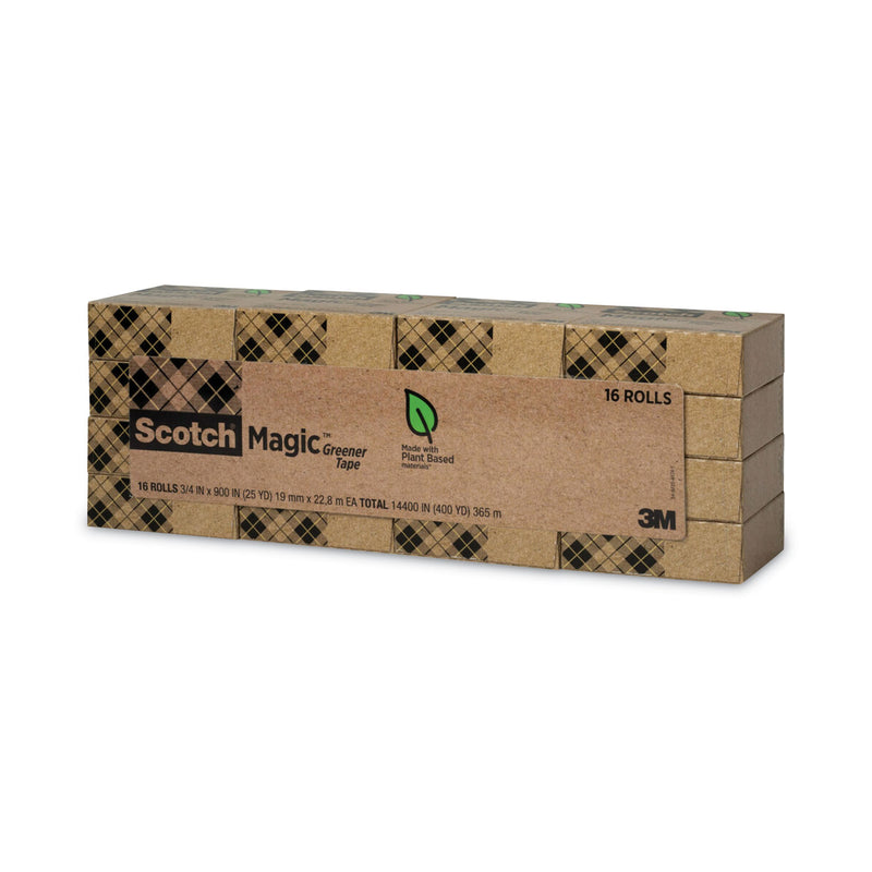 Scotch Magic Greener Tape, 1" Core, 0.75" x 75 ft, Clear, 16/Pack