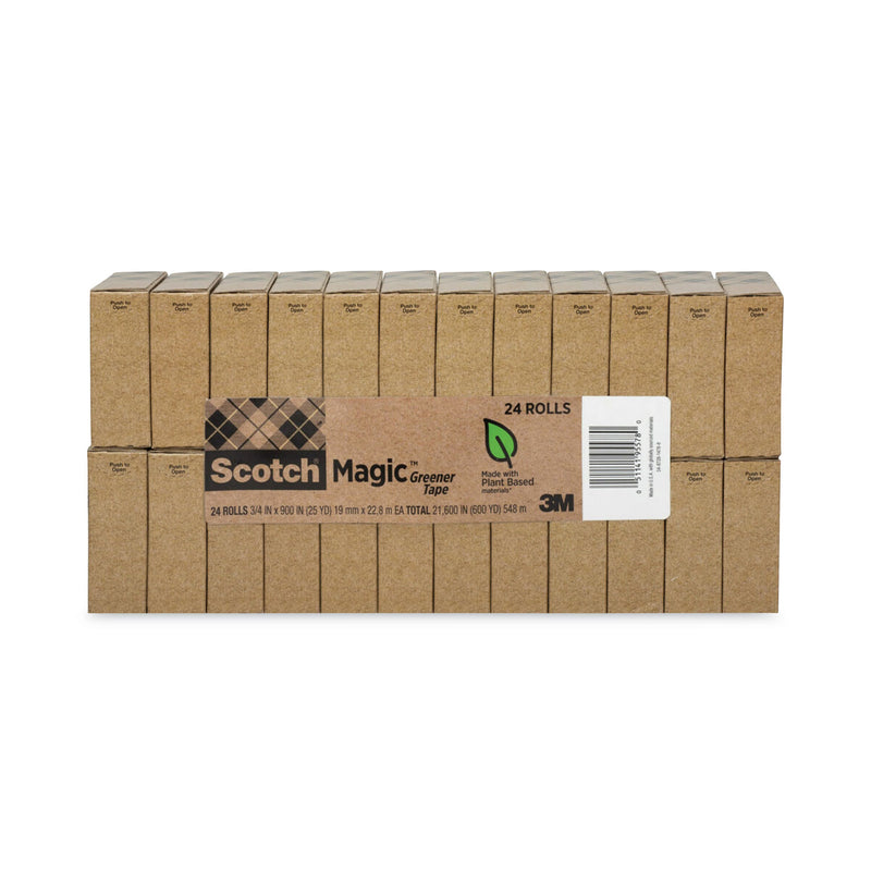 Scotch Magic Greener Tape, 1" Core, 0.75" x 75 ft, Clear, 24/Pack