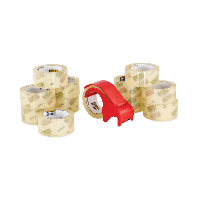 Scotch 3750 Commercial Grade Packaging Tape with DP300 Dispenser, 3" Core, 1.88" x 54.6 yds, Clear, 12/Pack