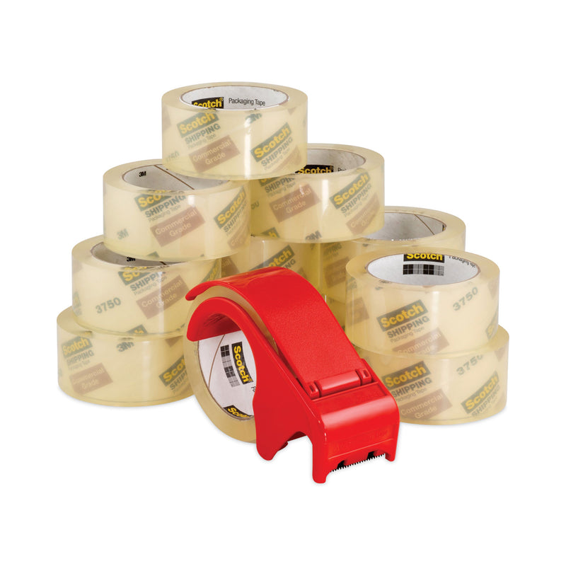 Scotch 3750 Commercial Grade Packaging Tape with DP300 Dispenser, 3" Core, 1.88" x 54.6 yds, Clear, 12/Pack