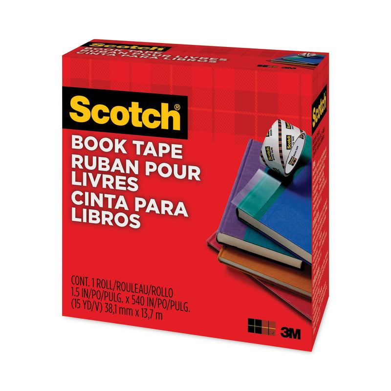 Scotch Book Tape, 3" Core, 1.5" x 15 yds, Clear