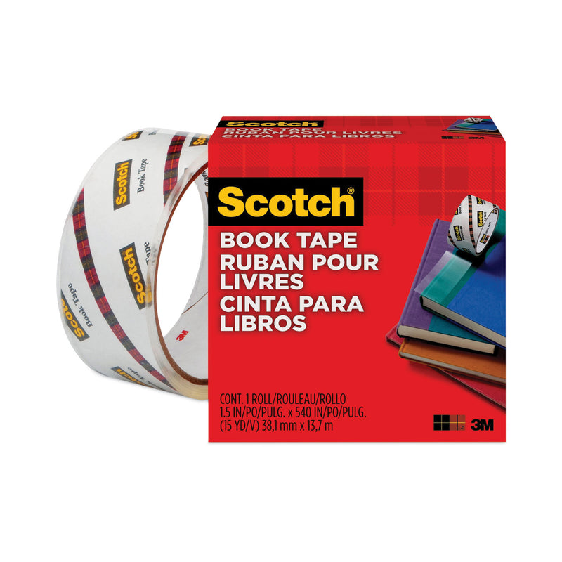 Scotch Book Tape, 3" Core, 1.5" x 15 yds, Clear