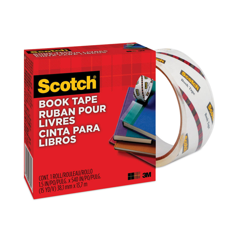 Scotch Book Tape, 3" Core, 1.5" x 15 yds, Clear