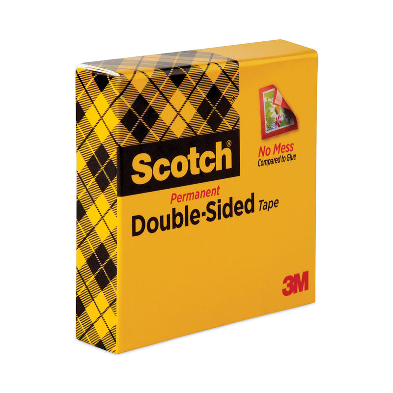 Scotch Double-Sided Tape, 1" Core, 0.5" x 75 ft, Clear