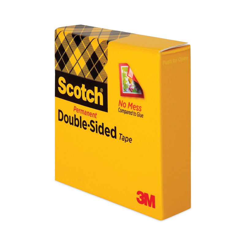 Scotch Double-Sided Tape, 1" Core, 0.5" x 75 ft, Clear